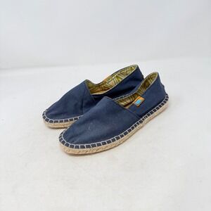 Ubuntu Life Espadrille Flats Navy Blue Size 8W Canvas Beaded Handmade Kenya